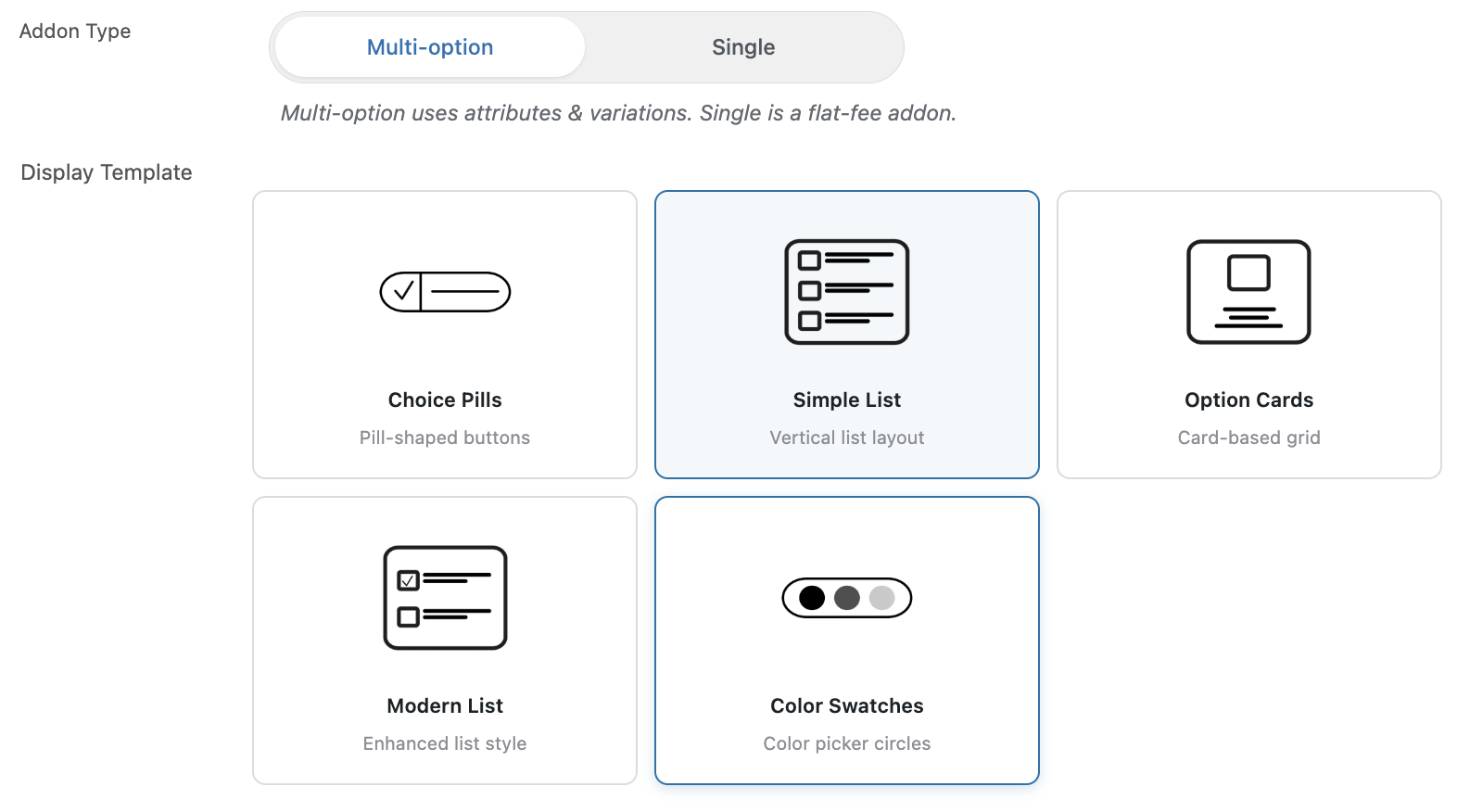Display template picker